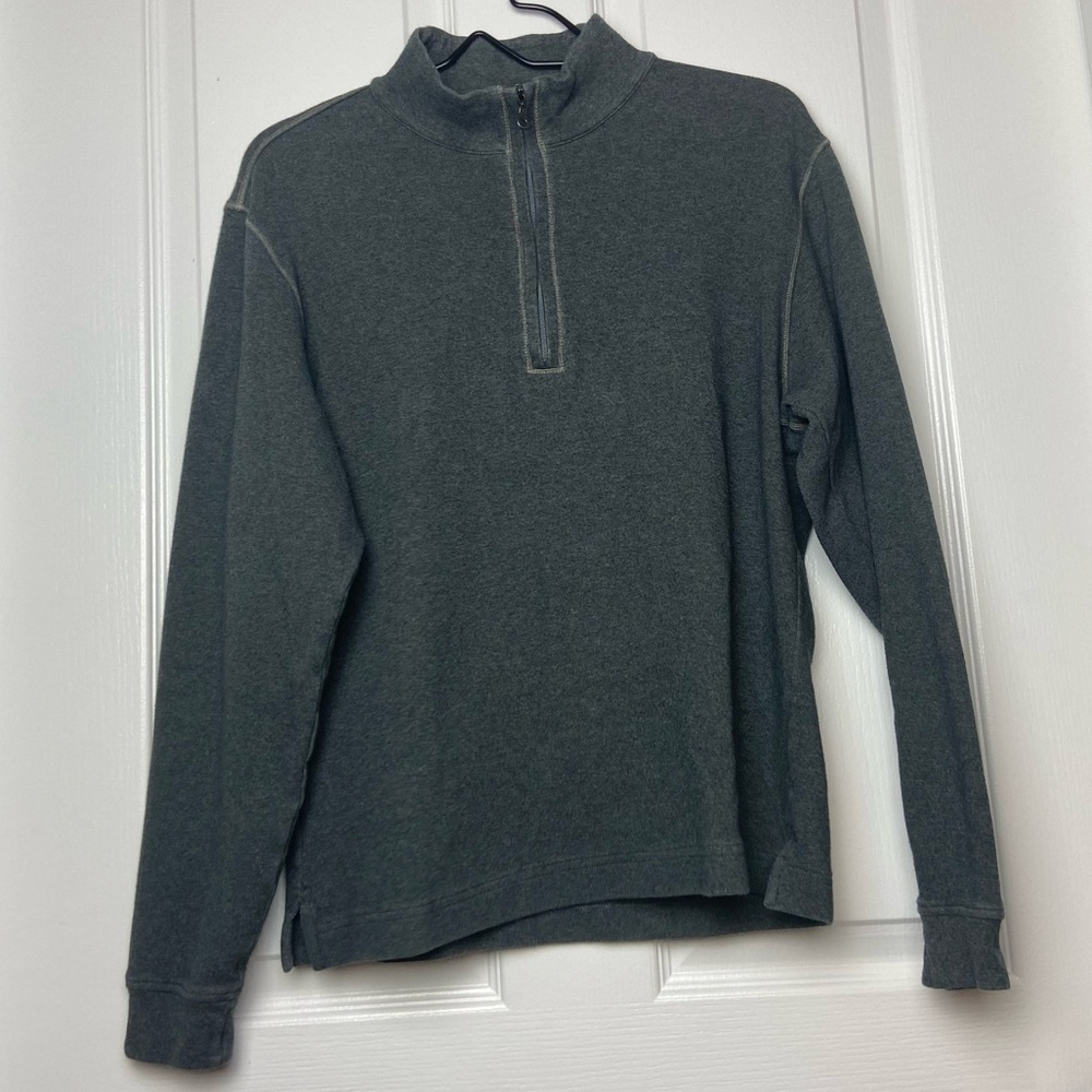 Men’s Scott Barber Dark Gray Quarter Zip Long Sleeve Sweater Size M